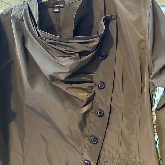 Sun Kim Women's Brown Parachute Trench Jacket UNIQUE L - Picture 2 of 6